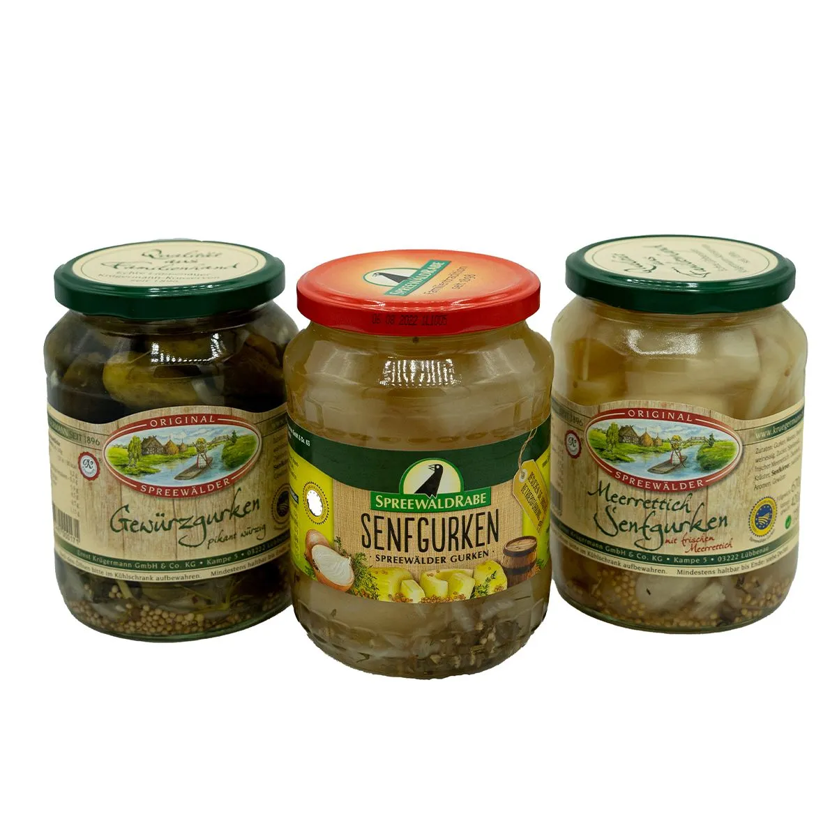 3 Gurkengläser verschiedene Sorten