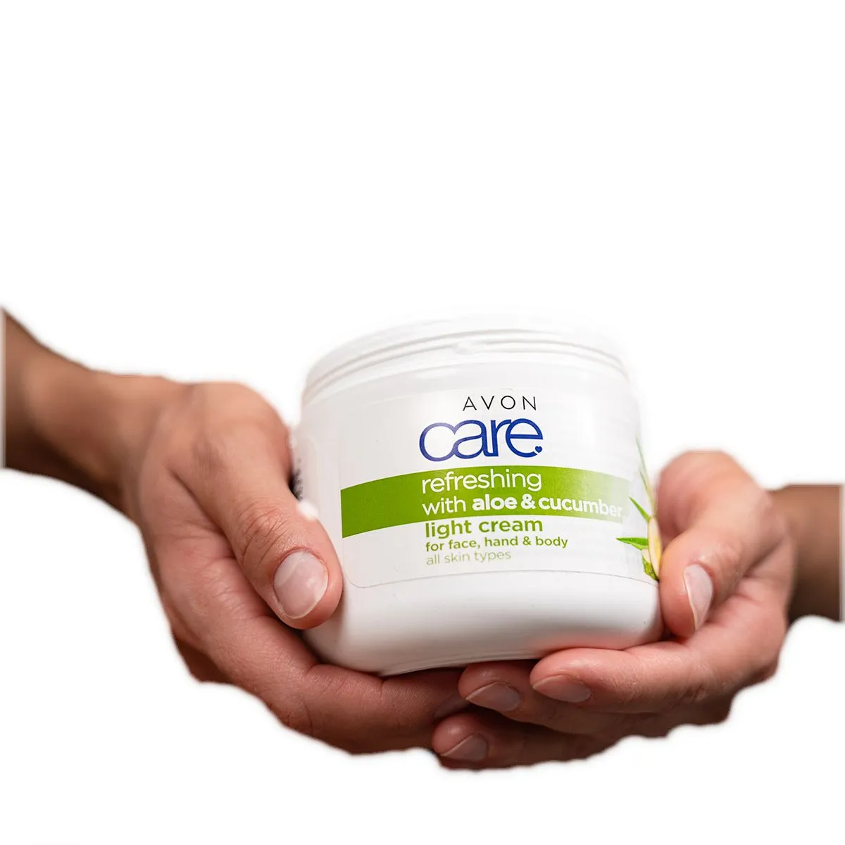 zwei Hände, offene Dose in weiß