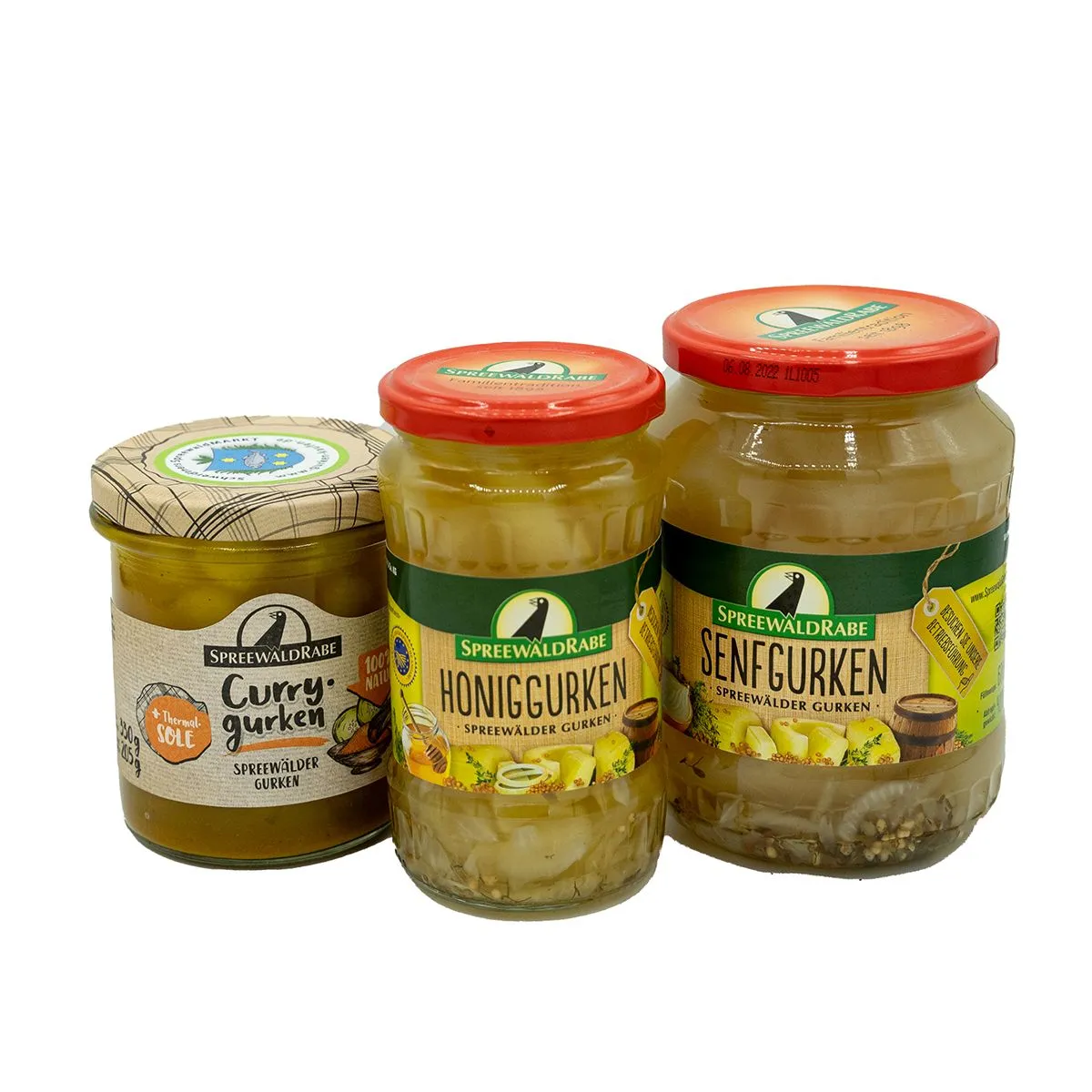 3 Helle Gurkengläser mit Gurken