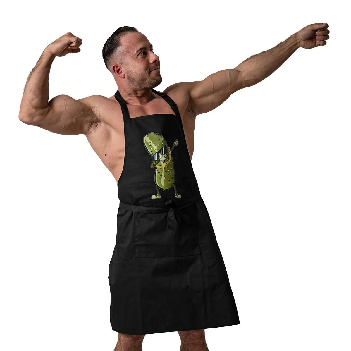 Schwarze Schürze, grüne Gurke