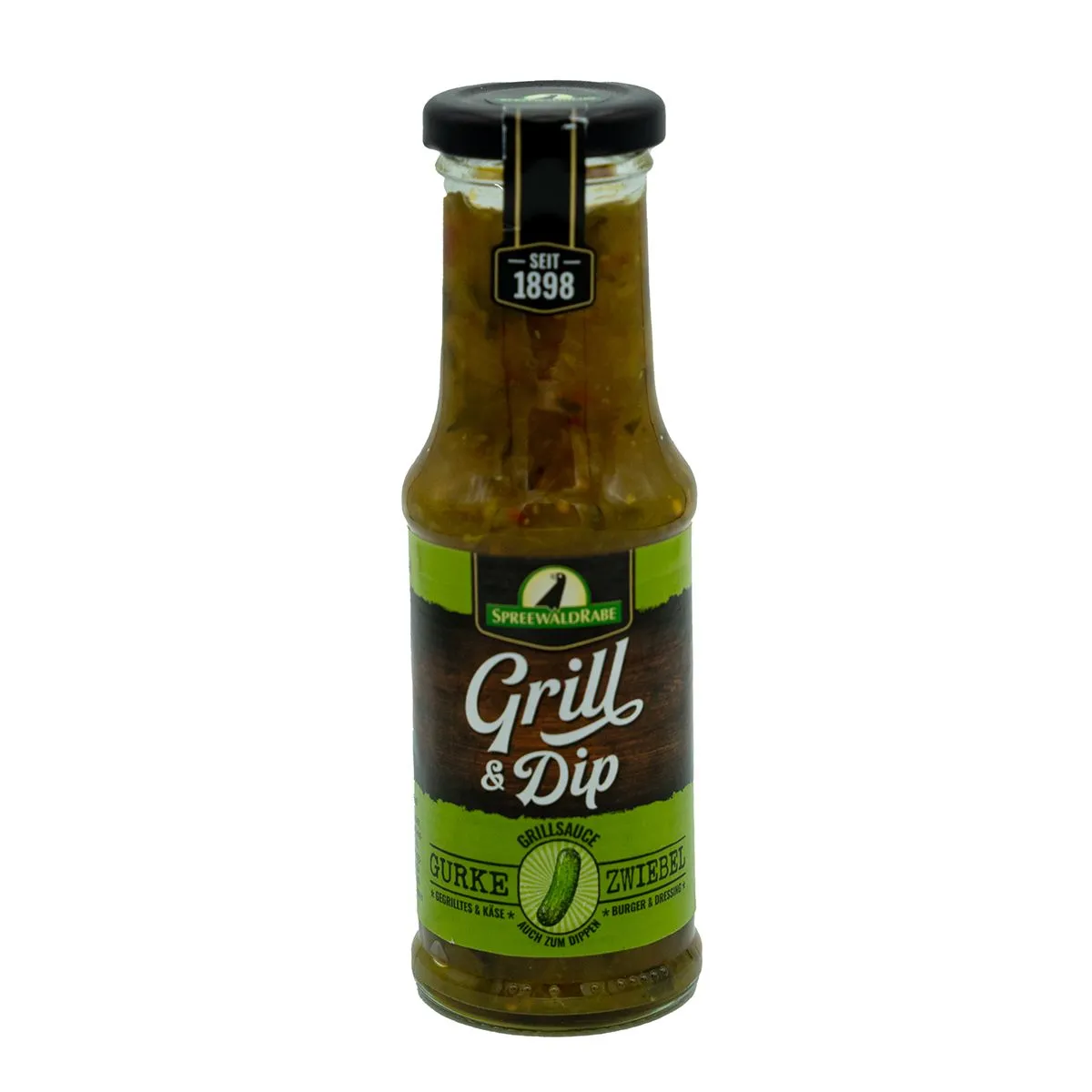 Flasche mit Grillsauce mit Gurke